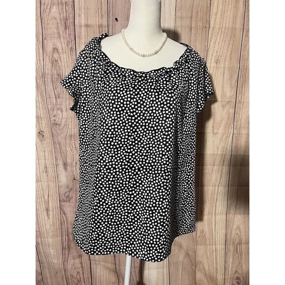 Coldwater Creek Size L 14 Womens Top Short Sleeve Black & White - Picture 2 of 6